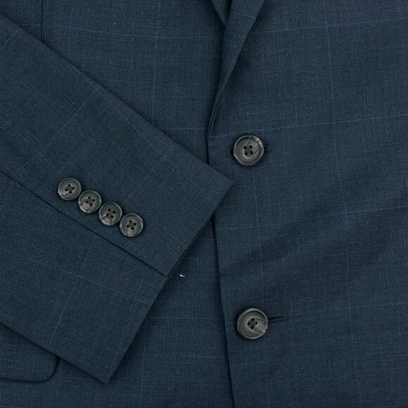 Ralph Lauren LRL Mens Size 40R Sport Coat Blazer Jacket Charcoal Blue Windowpane - Picture 14 of 15